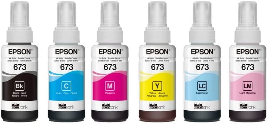 Epson 673 Multi Color Ink pack of 6 (Black, Magenta, Cyan, Yellow, LM, LC)