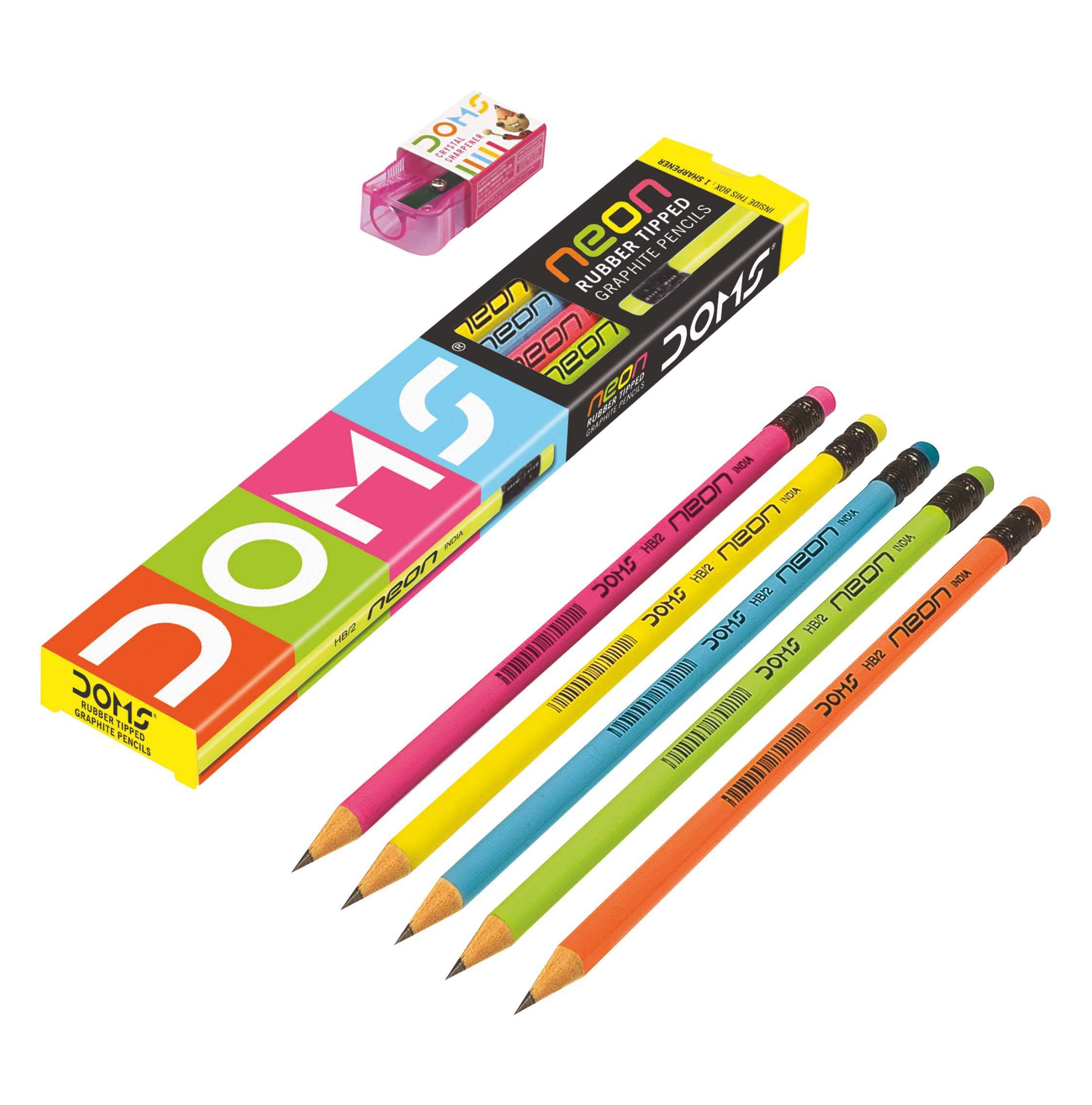DOMS NEON ERASER TIPPED PENCIL DOMS NEON ERASER TIPPED PENCIL