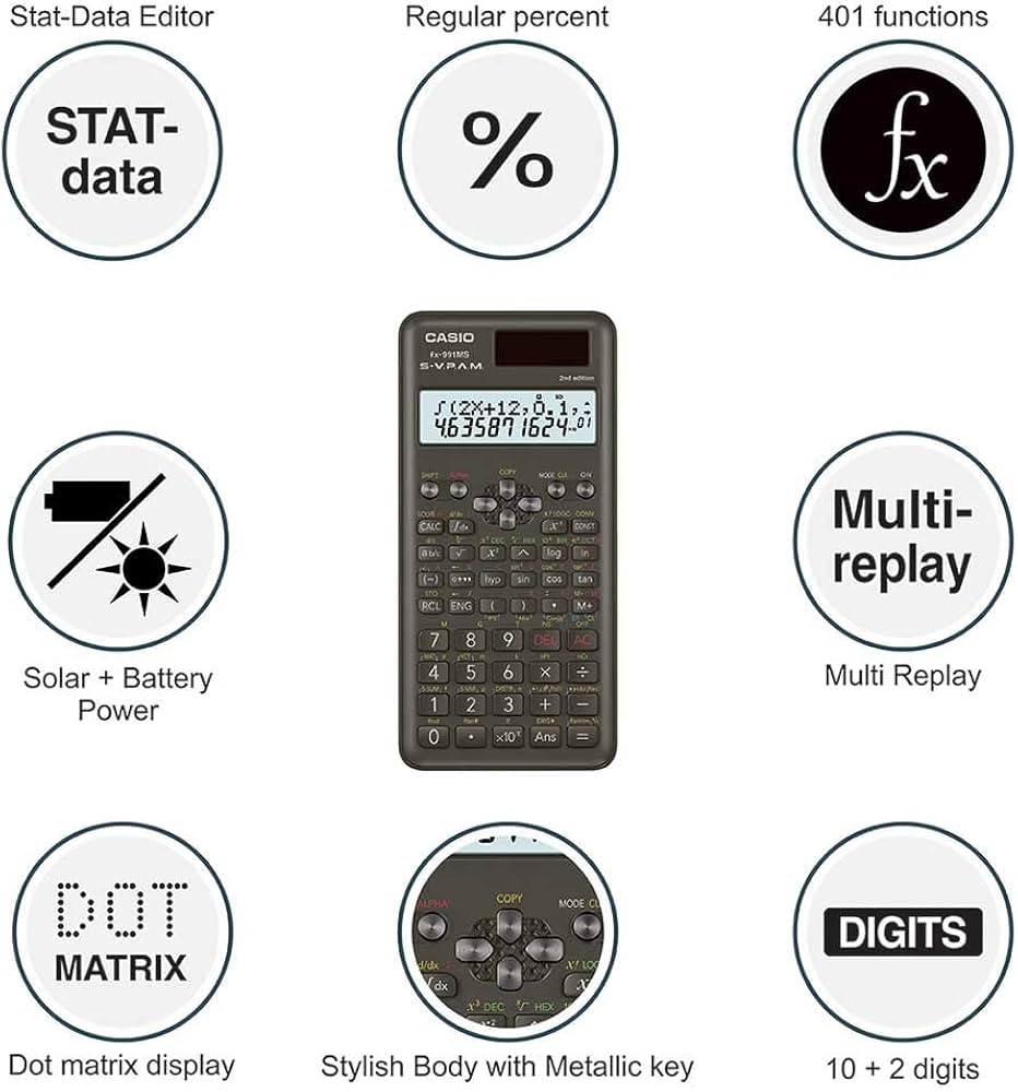 CASIO fx-991MS 2nd Edition Non-Programmable Scientific Calculator
