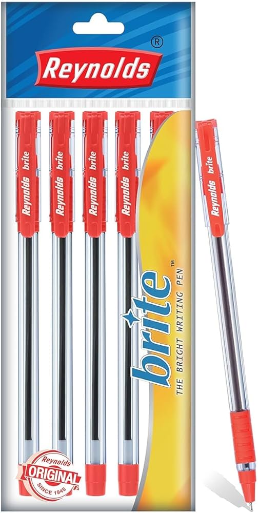 REYNOLDS BRIGHT BALL PEN (PACK OF 5) RED