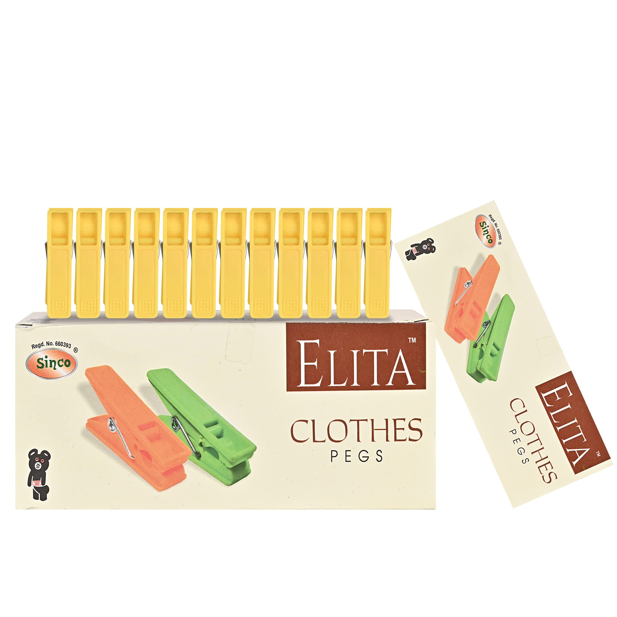 Elita Plastic Cloth Clips Pegs Multicolor (12 Pieces)