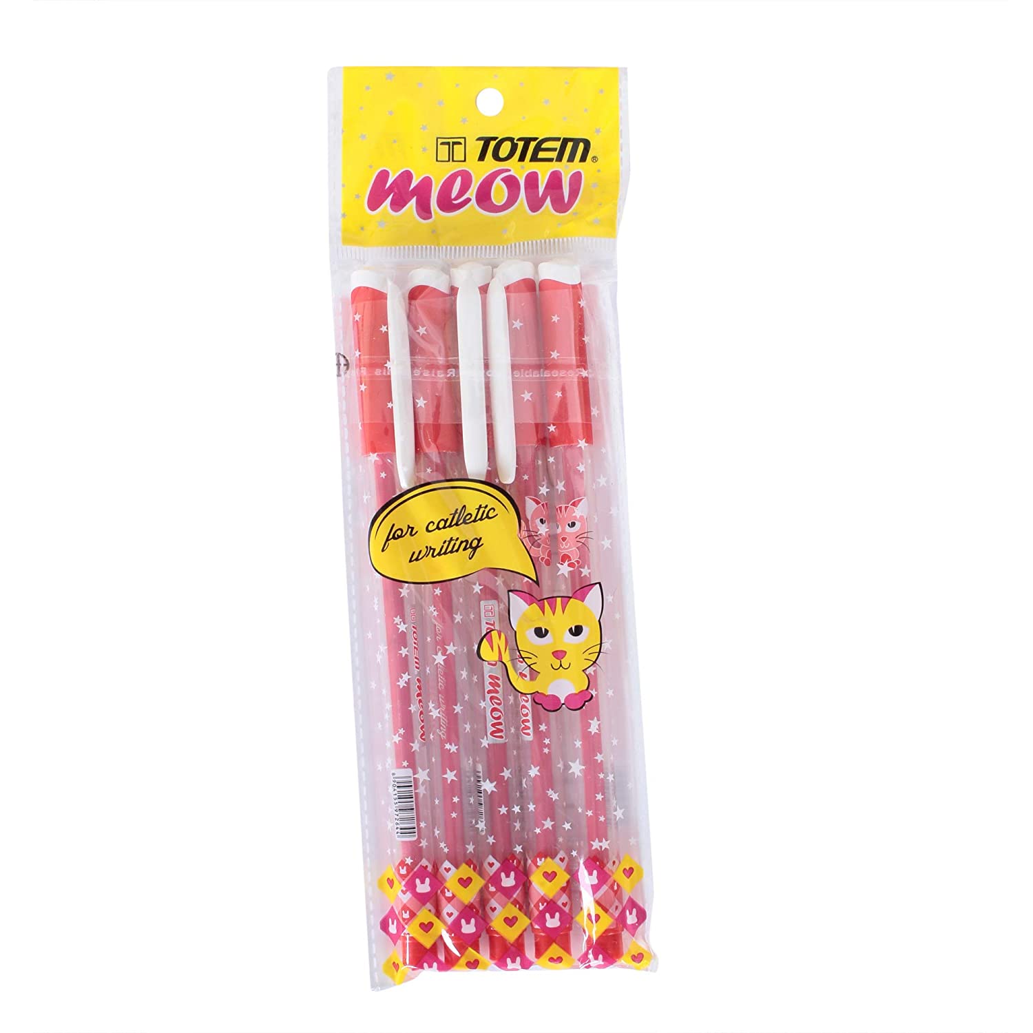 TOTEM Meow Ball Pens (PACK OF 5 PENS) RED
