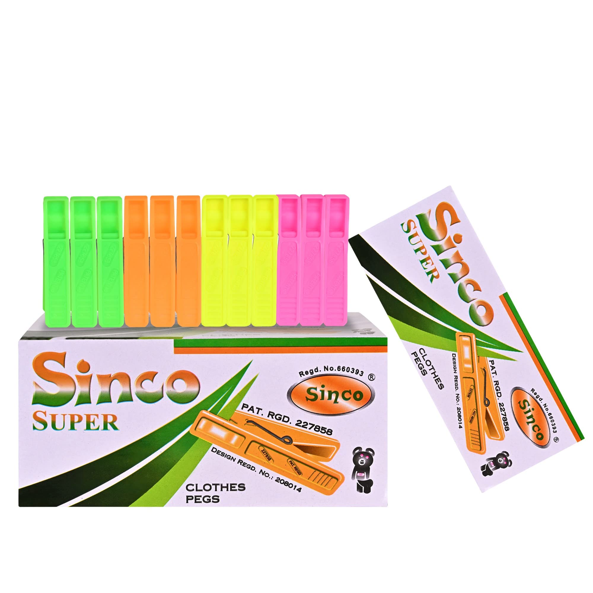 Sinco Super Multicolor Plastic Cloth Clips Pegs Multicolor - Pack of 1 (12 Pieces)