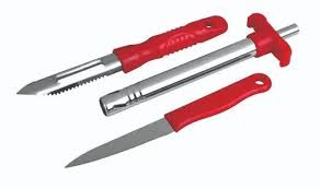 Gas lighter Combo Set of Lighter, Knife, Peeler Stainless Steel