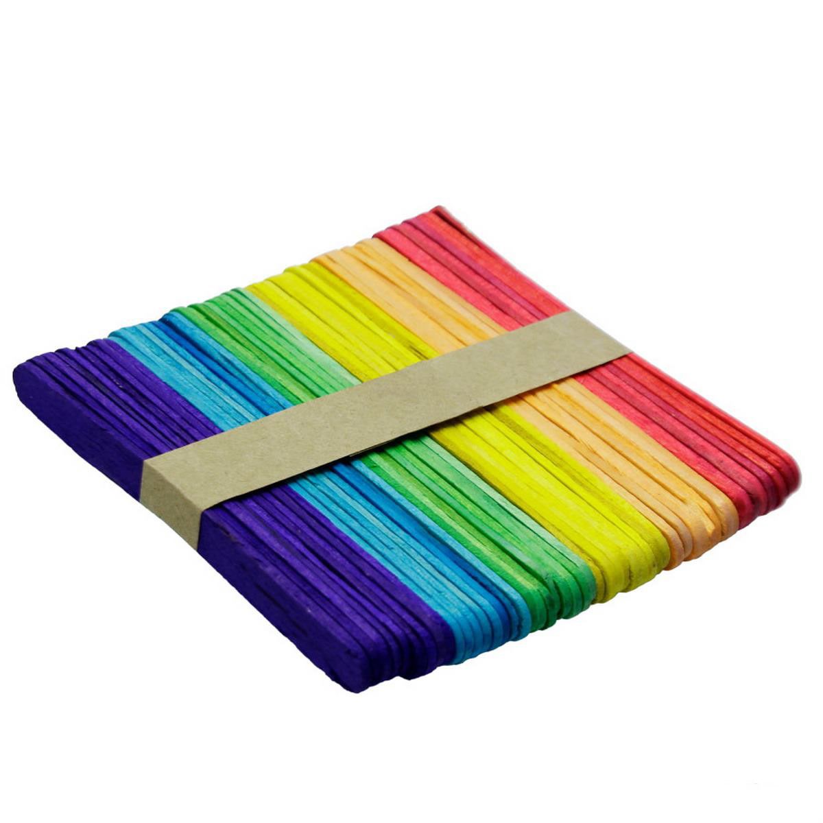 Wooden Ice Cream Sticks Small size | Craft Sticks for Art,| (multi colour) (Pack of 50)
